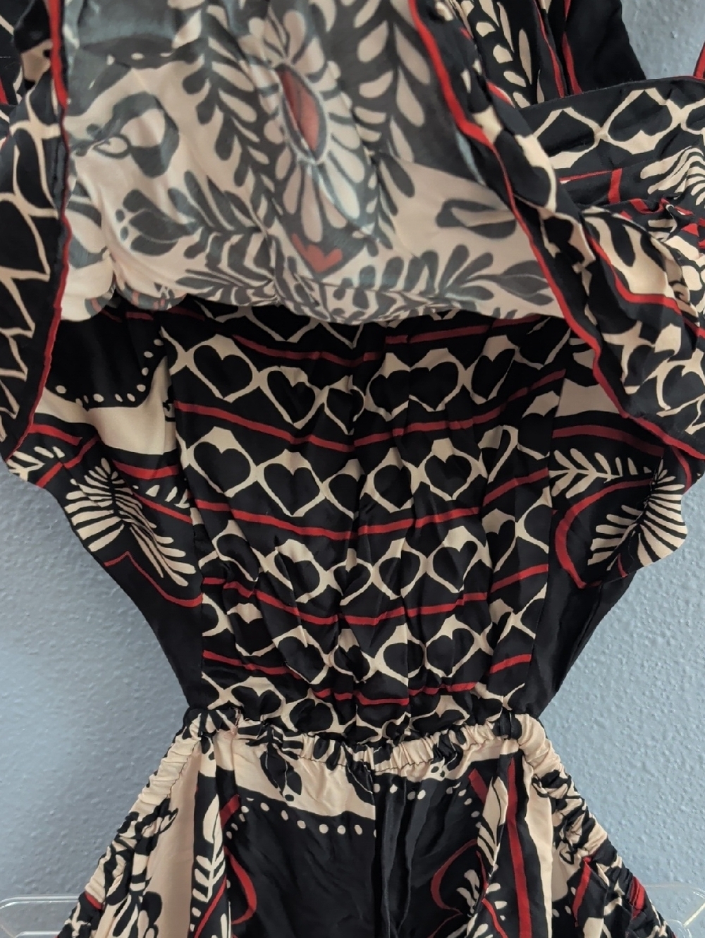 FARM Rio Macacao Cropped Passion Print Open Back scarf Jumpsuit Hearts Combo - Picture 4 of 10